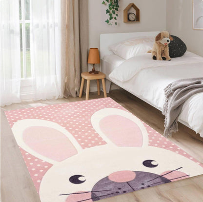 Rabbit Pink Stippen Washable Rug
