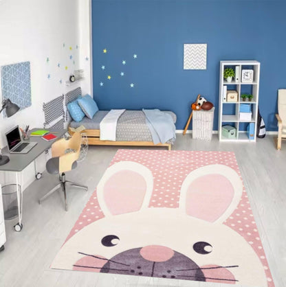 Rabbit Pink Stippen Washable Rug