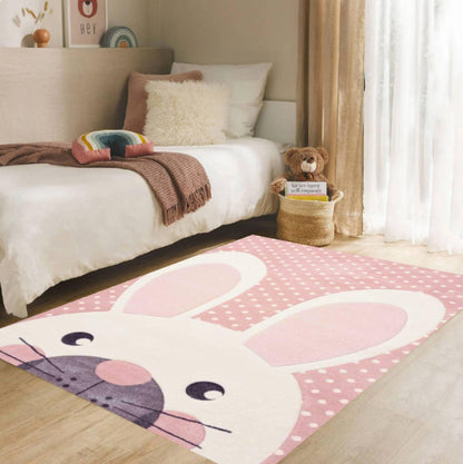 Rabbit Pink Stippen Washable Rug