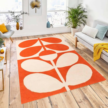 Mid-Century Modern Leaf Botanical Rug – Washable Non-Slip