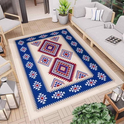 Southwestern Geometric Rug Washable Non-slip Floor Rug Tribal Aztec Pattern