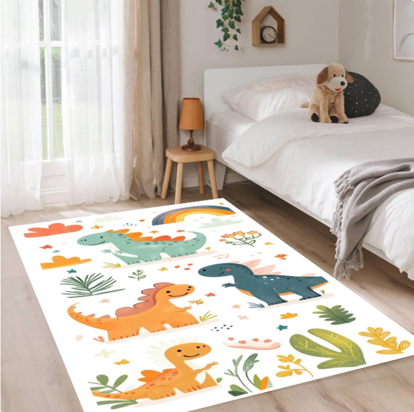 Fun Dinosaur Rug for Kids Washable Non-slip Kids Room Rug