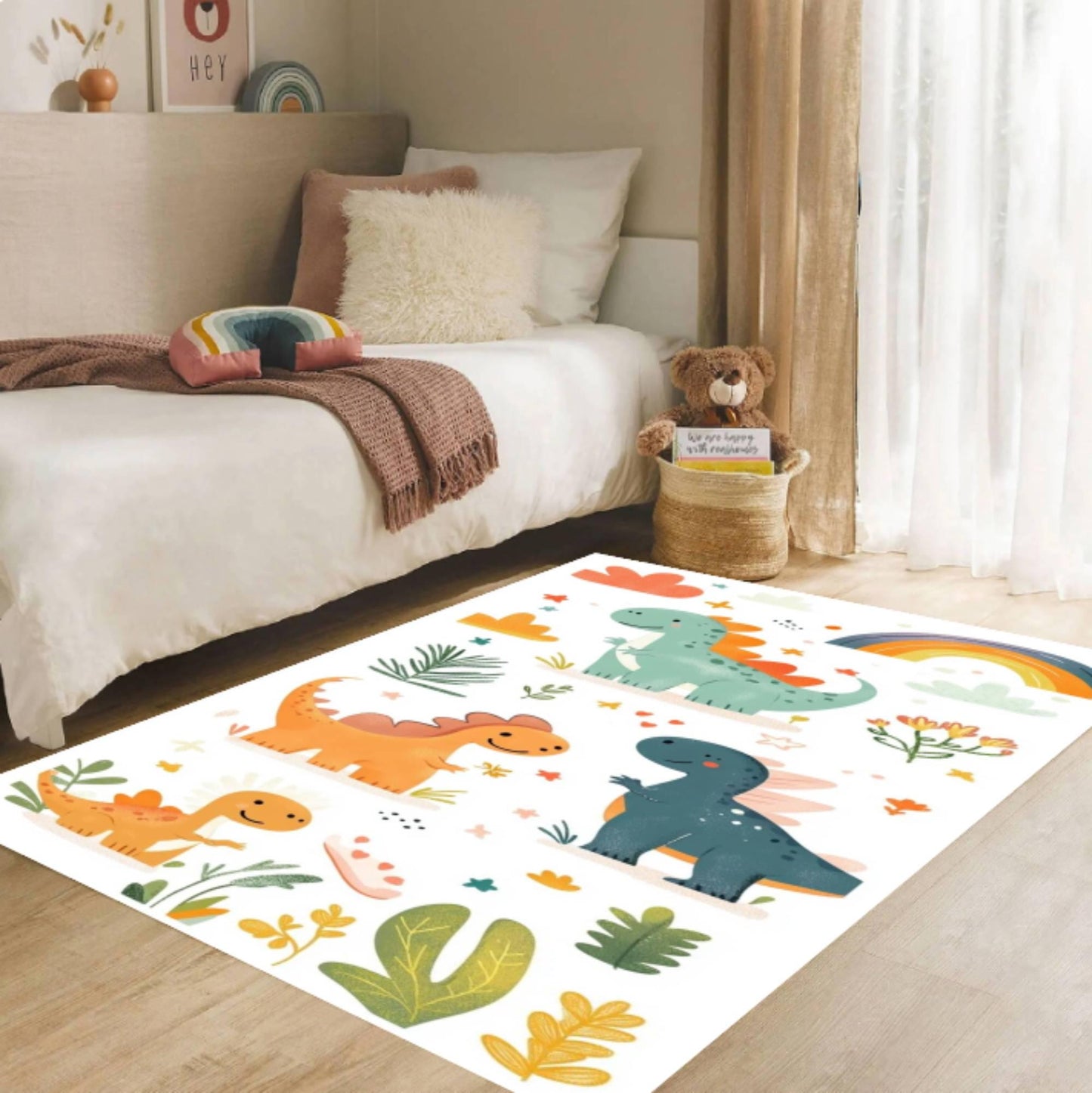 Fun Dinosaur Rug for Kids Washable Non-slip Kids Room Rug