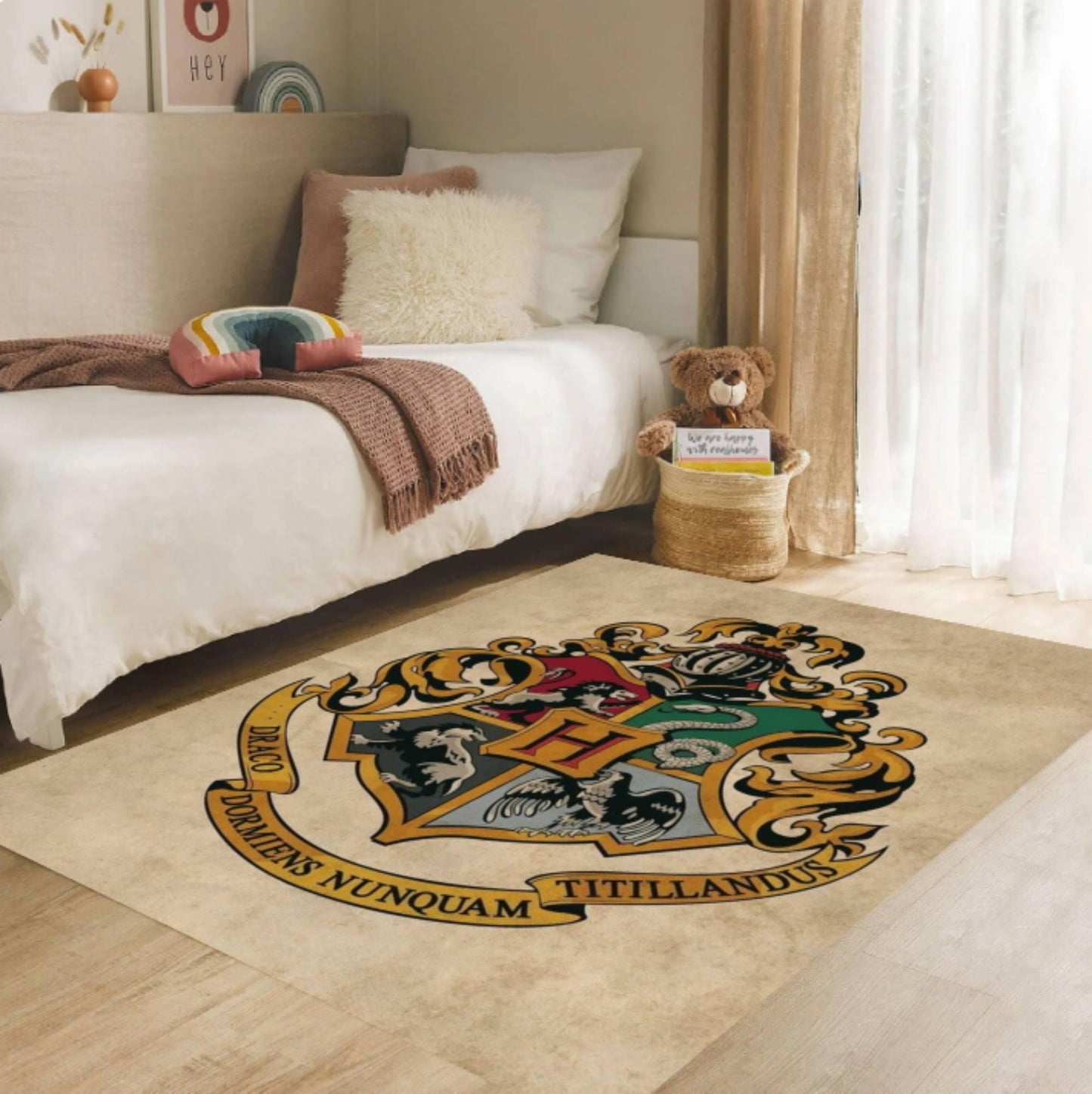 Rug Wizard Crest Rug Fantasy Magical School Washable