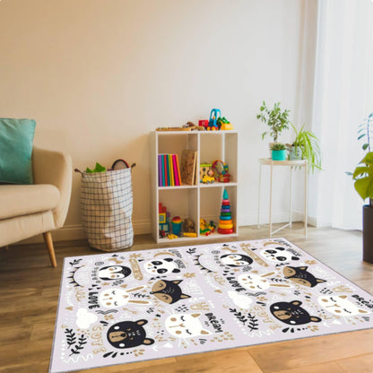 Animal Rug Washable Kids Room Rug Pastel-colored