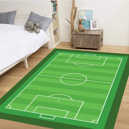 Soccer Field Washable Kids Playroom Rug