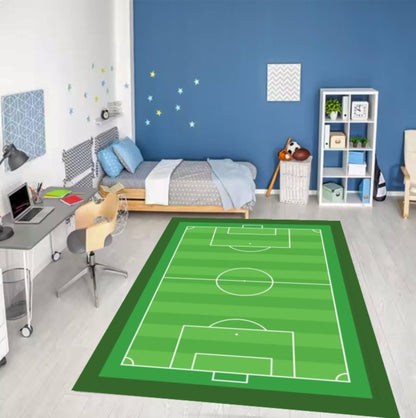 Soccer Field Washable Kids Playroom Rug
