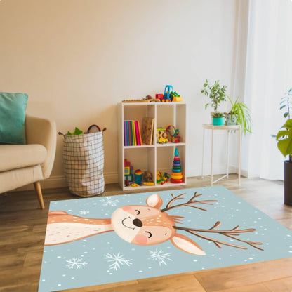 Fun Winter Deer Rug - Washable Non-Slip Playroom & Kids' Room Rug