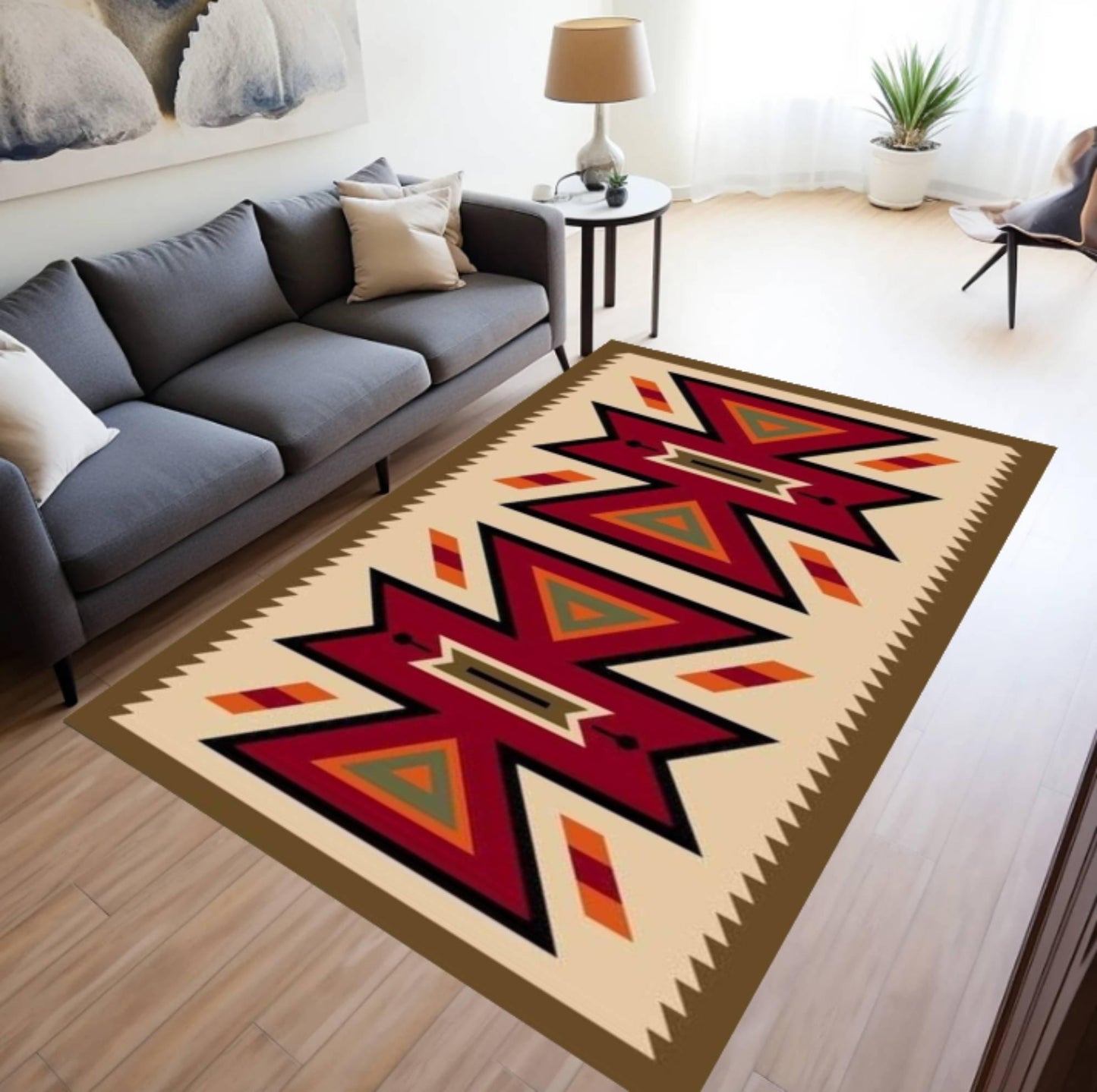 Tribal Boho Aztec Southwestern Geometric Rug Washable Non-slip