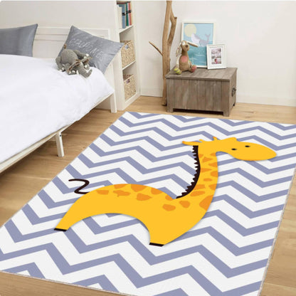 Giraffe Kids Rug Chevron Kids Room Rug Washable Playroom Mat