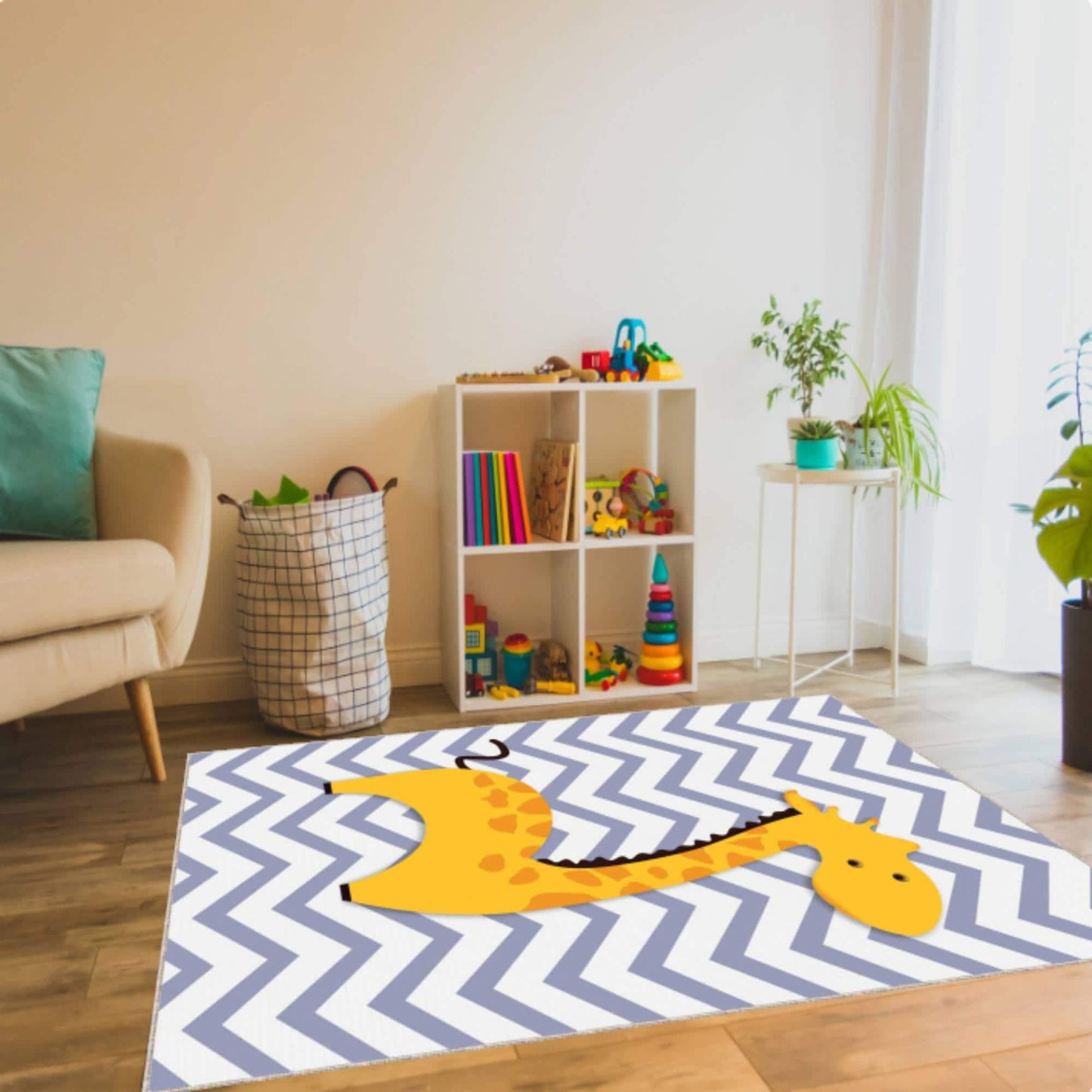 Giraffe Kids Rug Chevron Kids Room Rug Washable Playroom Mat
