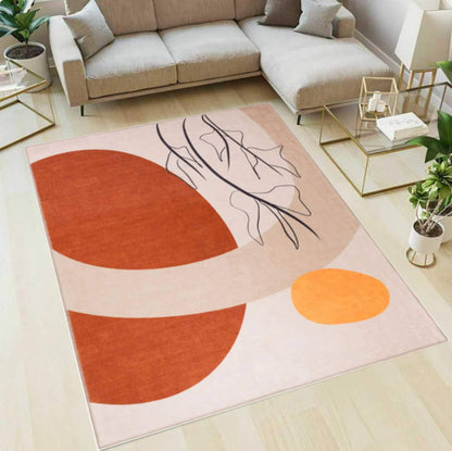 Abstract Modern Rug Beige Terracotta Art Rug Washable Rug Non-slip