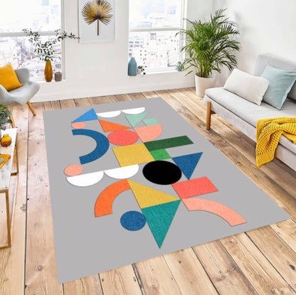 Geometric Bauhaus Area Rug | Modern Abstract Non-Slip Carpet