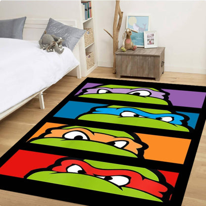 Cute Turtle Kids Area Rug – Cartoon Sea Animal Washable Non-Slip