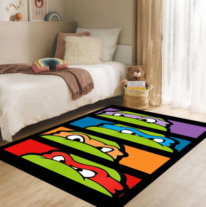 Cute Turtle Kids Area Rug – Cartoon Sea Animal Washable Non-Slip