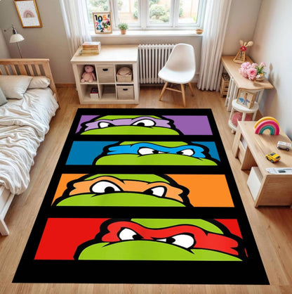 Cute Turtle Kids Area Rug – Cartoon Sea Animal Washable Non-Slip