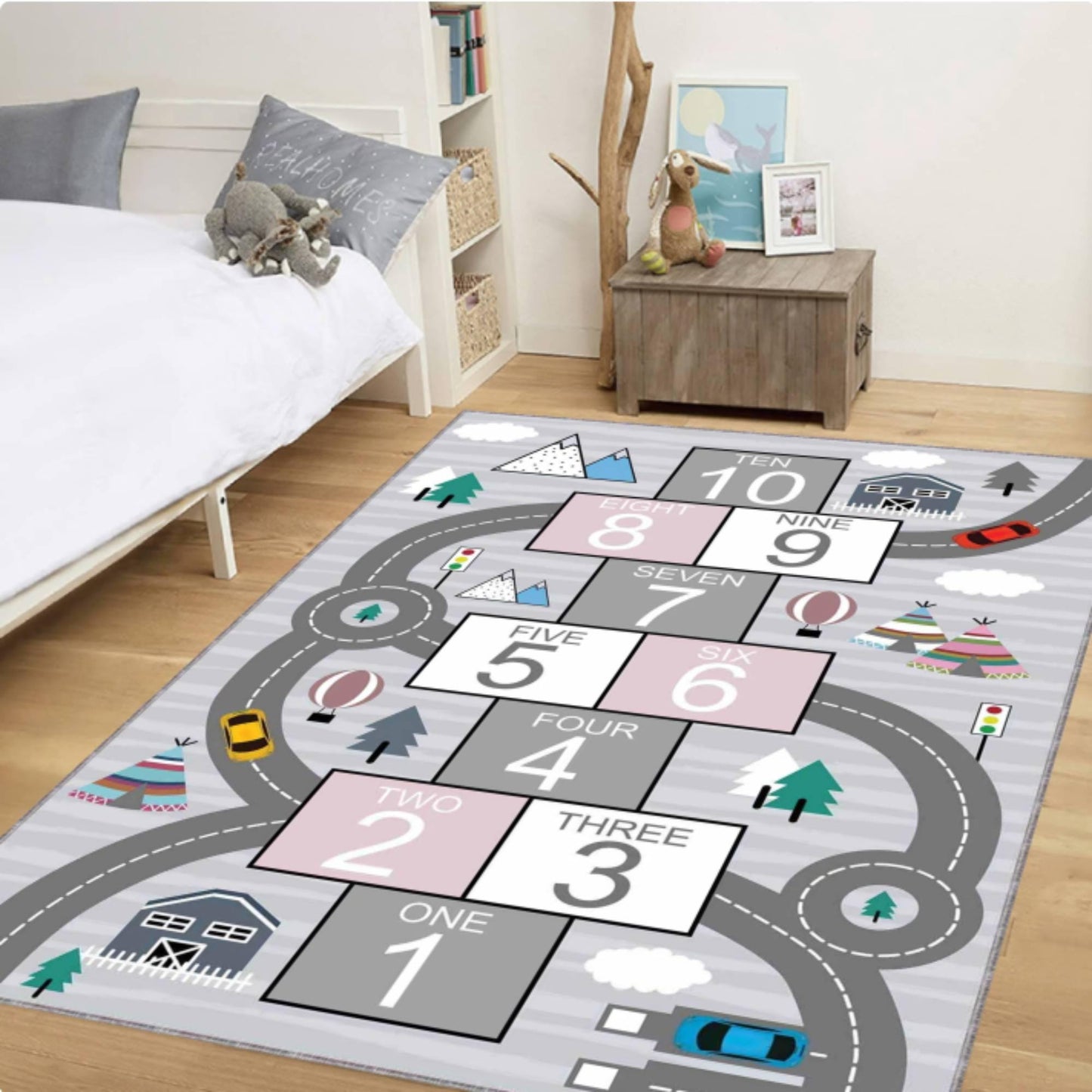 Hopscotch Rug for Kids Educational Playroom Rug Non-slip