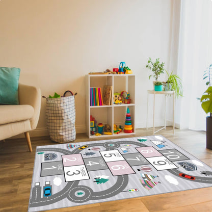Hopscotch Rug for Kids Educational Playroom Rug Non-slip
