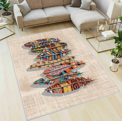 Boho Tribal Ethnic Pattern Rug Washable Rug Non-slip