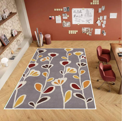 Modern Floral Pattern Washable Rug Non-slip