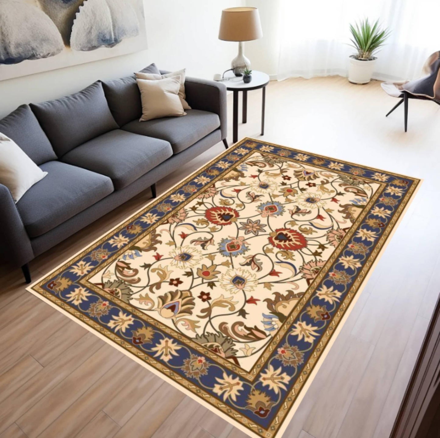 Traditional Floral Rug Vintage Style Rug Washable Rug Non-slip Rug