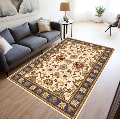Traditional Floral Rug Vintage Style Rug Washable Rug Non-slip Rug