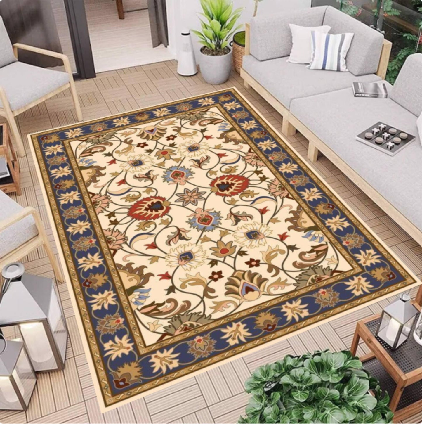 Traditional Floral Rug Vintage Style Rug Washable Rug Non-slip Rug