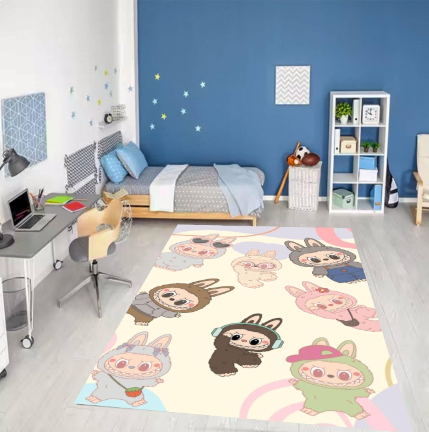 Cute Bunny Pastel Kids Room Rug