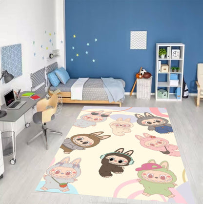 Cute Bunny Pastel Kids Room Rug
