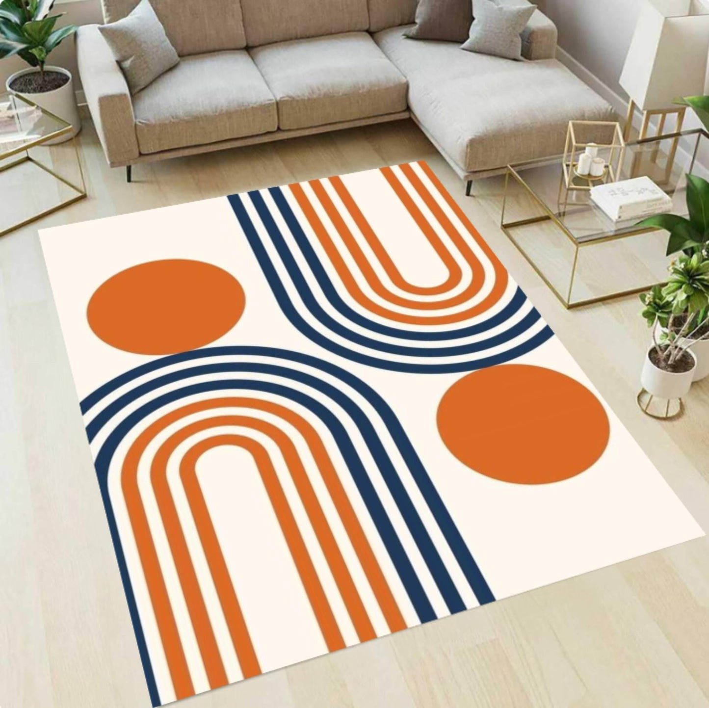 Mid-Century Modern Abstract Geometric Rug - Retro Area Rug