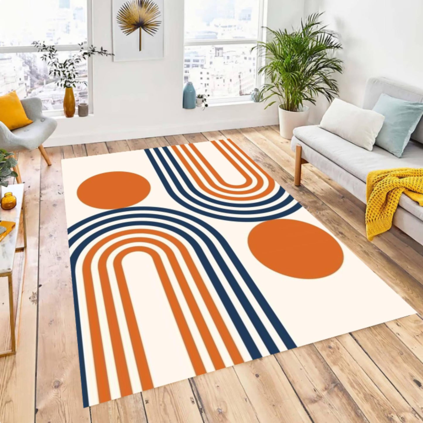 Mid-Century Modern Abstract Geometric Rug - Retro Area Rug