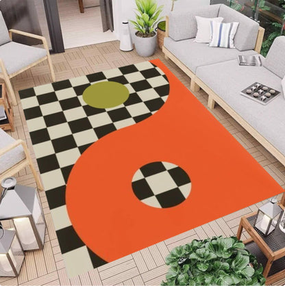 Abstract Geometric Checkerboard Rug Modern Retro Rug