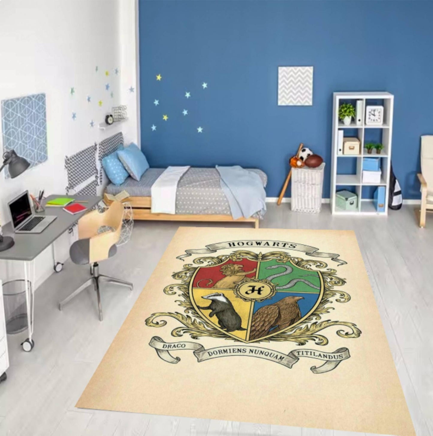 Wizard School Magic Academy Emblem Washable Rug