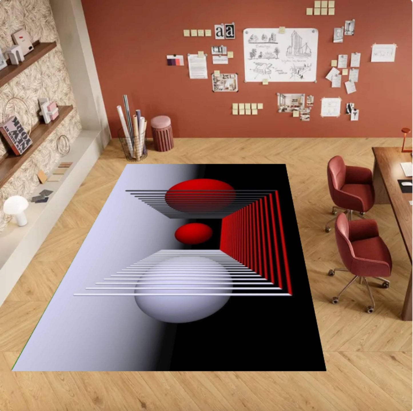 Modern Abstract Geometric Rug 3D- Optical Illusion Washable Rug
