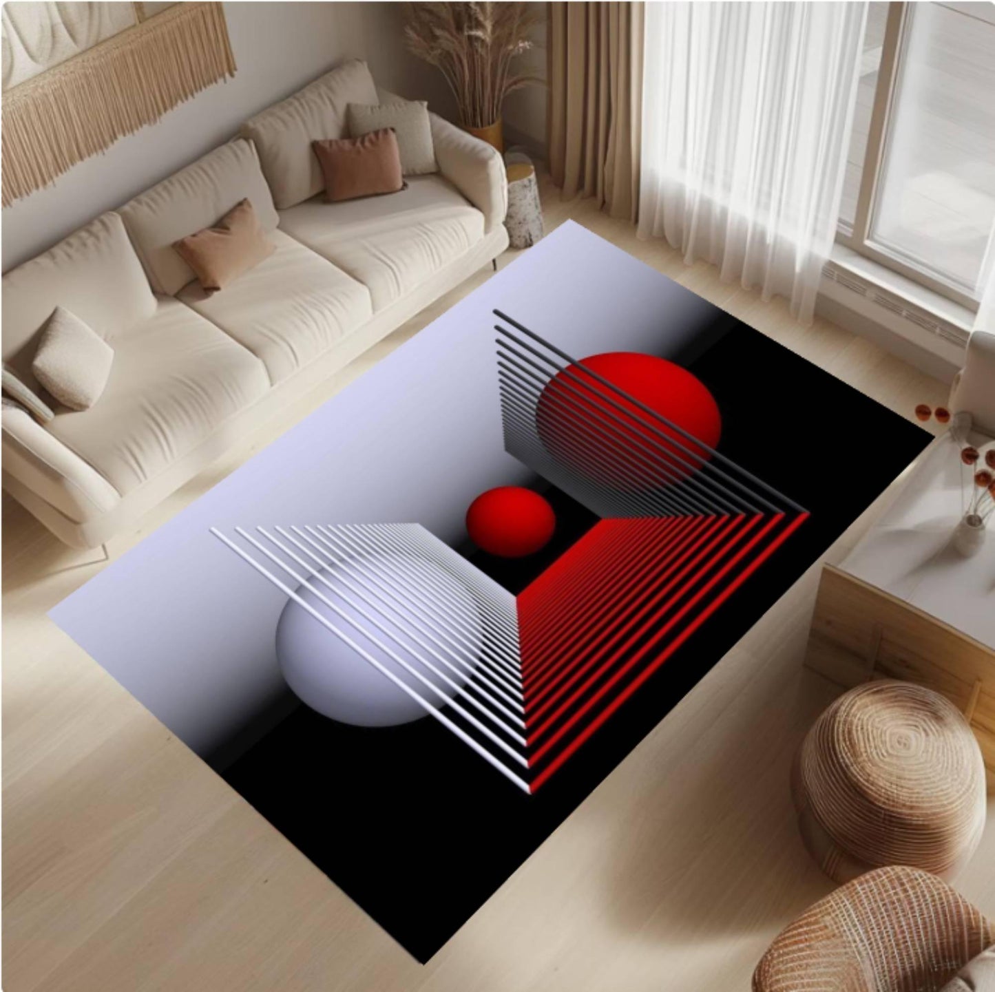 Modern Abstract Geometric Rug 3D- Optical Illusion Washable Rug