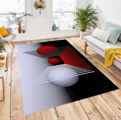 Modern Abstract Geometric Rug 3D- Optical Illusion Washable Rug
