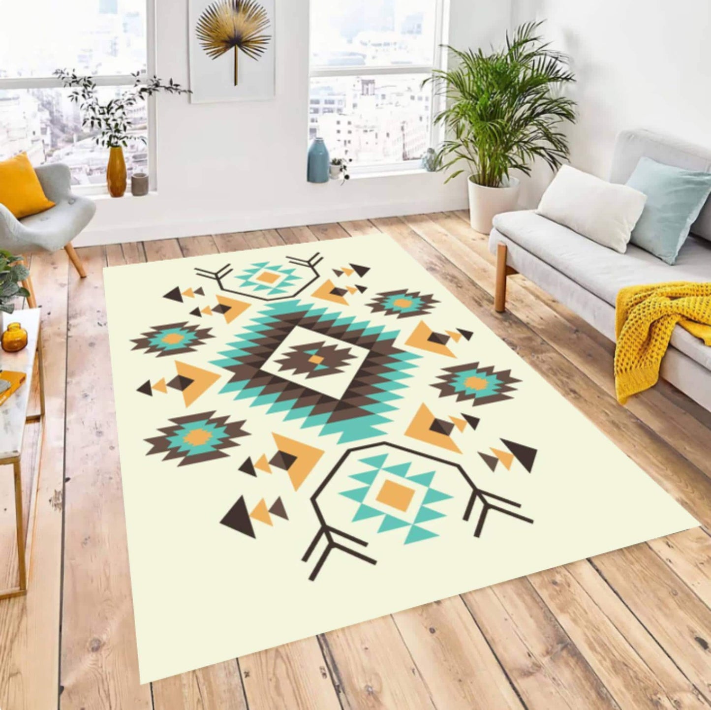 Southwestern Tribal Rug Boho Rug Geometric Rug