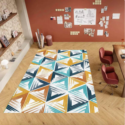 Modern Geometric Rug with Abstract Triangular Pattern Washable Rug Non-slip