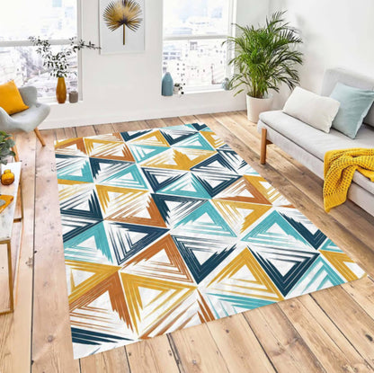 Modern Geometric Rug with Abstract Triangular Pattern Washable Rug Non-slip