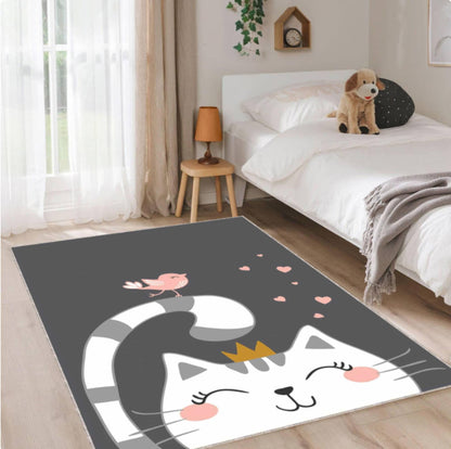 Fun Cat Blanket Kids Room Cartoon Cat Rug