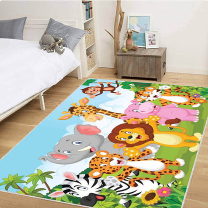 Jungle Safari Animals Kids Rug