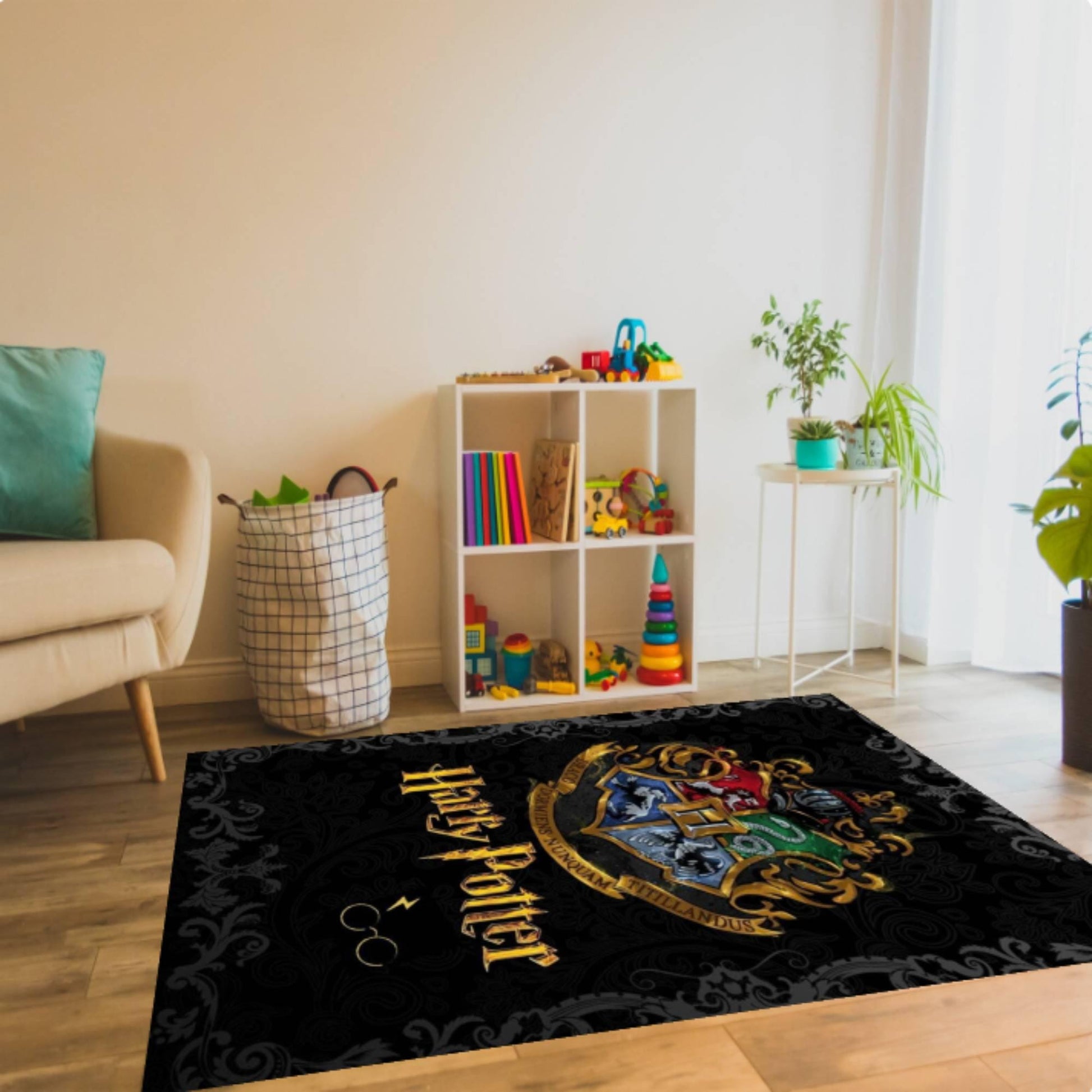 Wizard Crest Area Rug, Fantasy Magic Room Decor, Kids Bedroom Carpet, Gamer Style Floor Rug, Washable Rug, Non Slip Backing, Gift Idea
