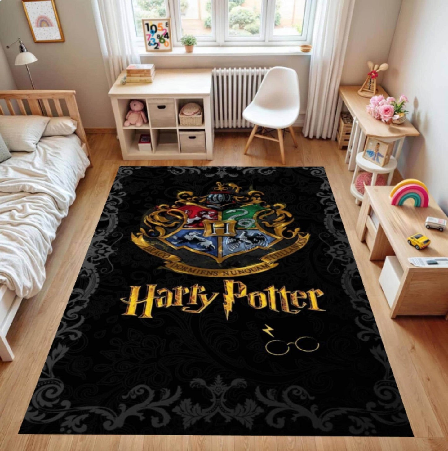 Wizard Crest Decor Fantasy Magical Room Rug Kids Room