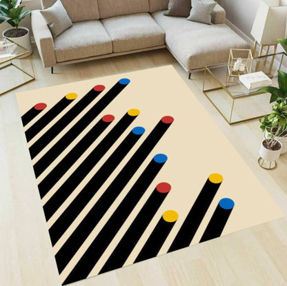 Abstract Modern Rug Minimal Geometric Floor Rug Washable Non-slip Rug
