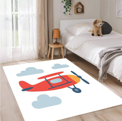Airplane Kids Rug | Cute Airplane Nursery & Playroom Carpet