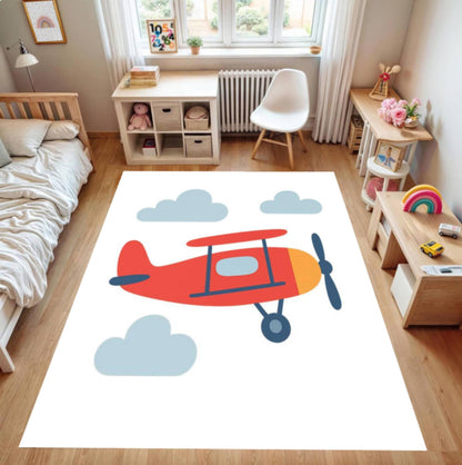 Airplane Kids Rug | Cute Airplane Nursery & Playroom Carpet