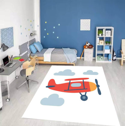 Airplane Kids Rug | Cute Airplane Nursery & Playroom Carpet