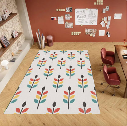 Modern Scandinavian Rug with Minimal Botanical Pattern Scandinavian Interior