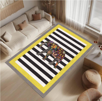 Boho Elephant Rug Colorful Floral Elephant Rug Modern Living Room