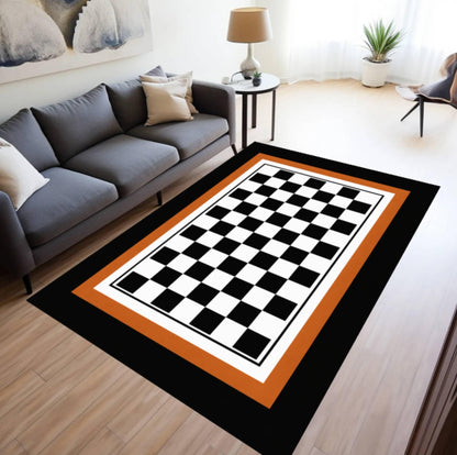 Chique Black and White Checkered Rug Washable and Non-slip Perfect